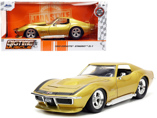 1969 Chevrolet Corvette Stingray ZL-1 Gold Metallic with Black Stripe "Bigtime Muscle" Series 1/24 Diecast Model Car by Jada by Jada