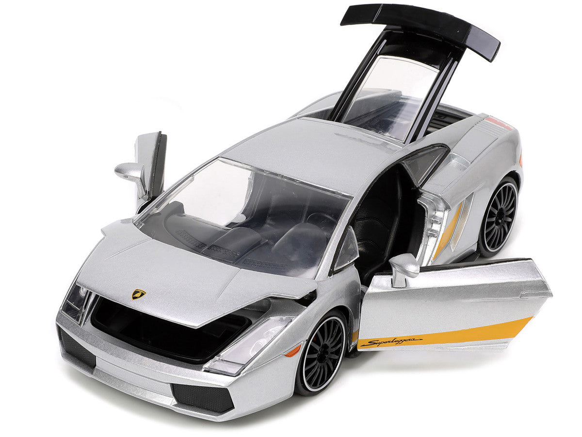 Lamborghini Gallardo Superleggera Silver Metallic with Yellow Stripes "Hyper-Spec" Series 1/24 Diecast Model Car by Jada by Jada