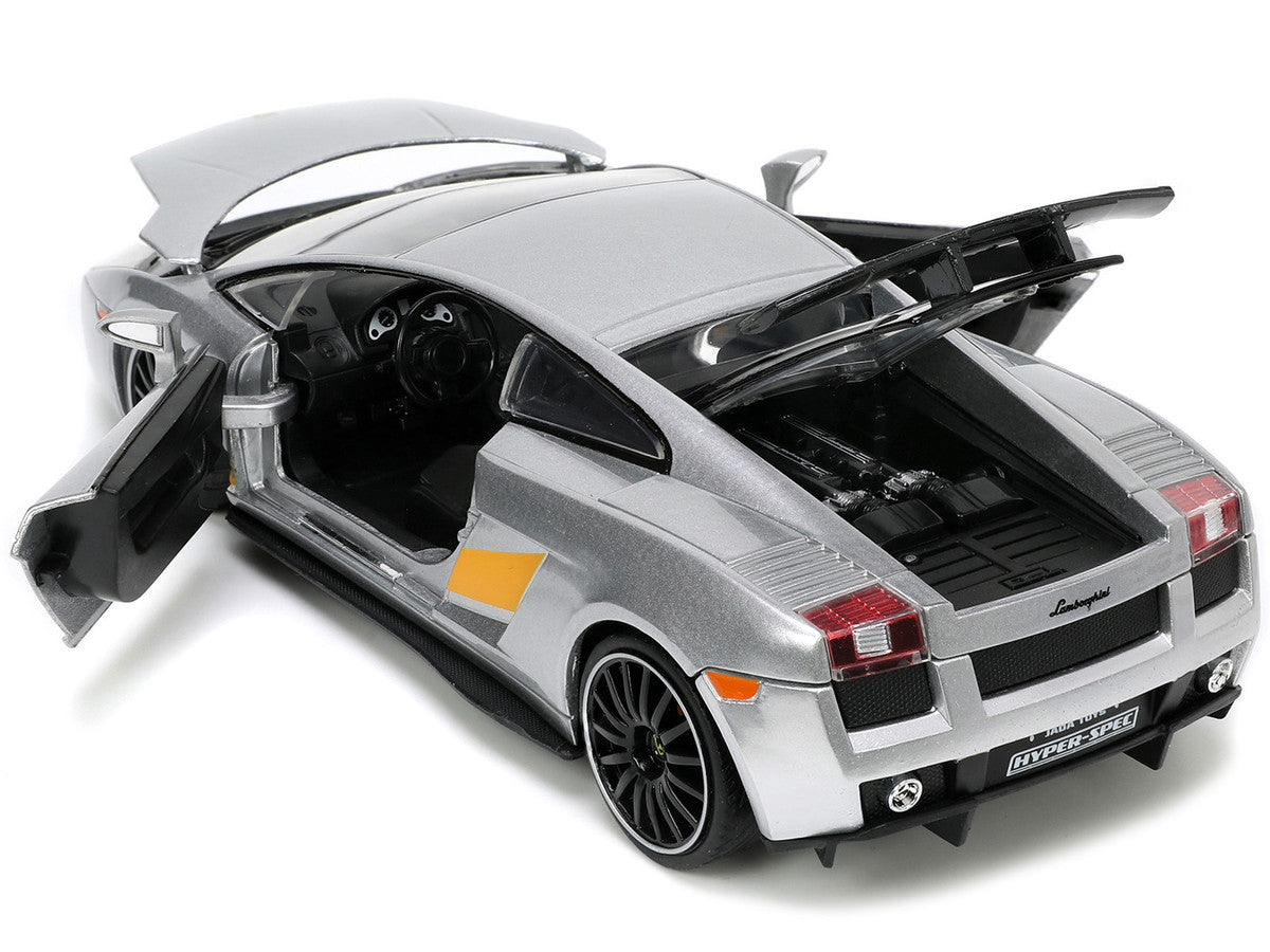 Lamborghini Gallardo Superleggera Silver Metallic with Yellow Stripes "Hyper-Spec" Series 1/24 Diecast Model Car by Jada by Jada