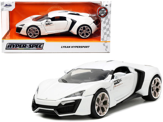 Lykan Hypersport White with Bronze Metallic Rear Spoiler "HKS" "Hyper-Spec" Series 1/24 Diecast Model Car by Jada by Jada