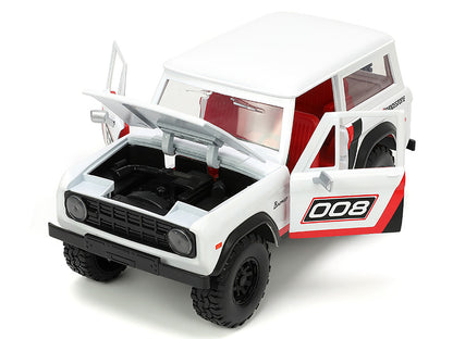 1973 Ford Bronco #008 White with Red and Black Stripes and Red Interior with Extra Wheels "Just Trucks" Series 1/24 Diecast Model Car by Jada by Jada