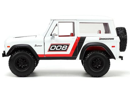 1973 Ford Bronco #008 White with Red and Black Stripes and Red Interior with Extra Wheels "Just Trucks" Series 1/24 Diecast Model Car by Jada by Jada