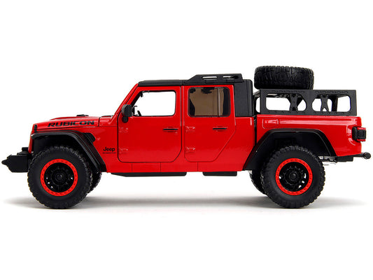 2020 Jeep Gladiator Rubicon Pickup Truck Red with Black Top and Extra Wheels "Just Trucks" Series 1/24 Diecast Model Car by Jada by Jada