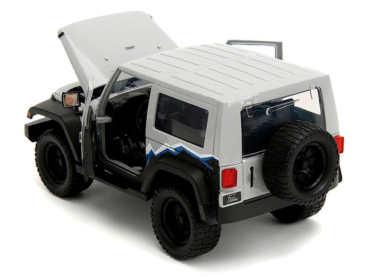 2007 Jeep Wrangler Gray and Black with Blue and White Stripes with Extra Wheels "Just Trucks" Series 1/24 Diecast Model Car by Jada by Jada
