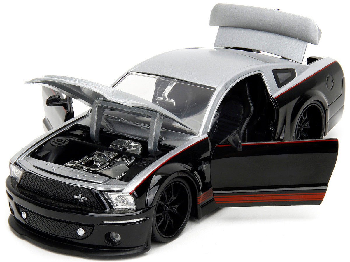 2008 Ford Shelby Mustang GT-500KR Silver and Black with Red Stripes "Bigtime Muscle" Series 1/24 Diecast Model Car by Jada by Jada