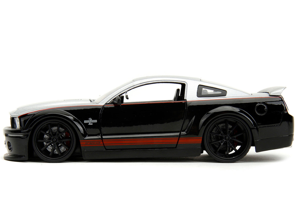 2008 Ford Shelby Mustang GT-500KR Silver and Black with Red Stripes "Bigtime Muscle" Series 1/24 Diecast Model Car by Jada by Jada