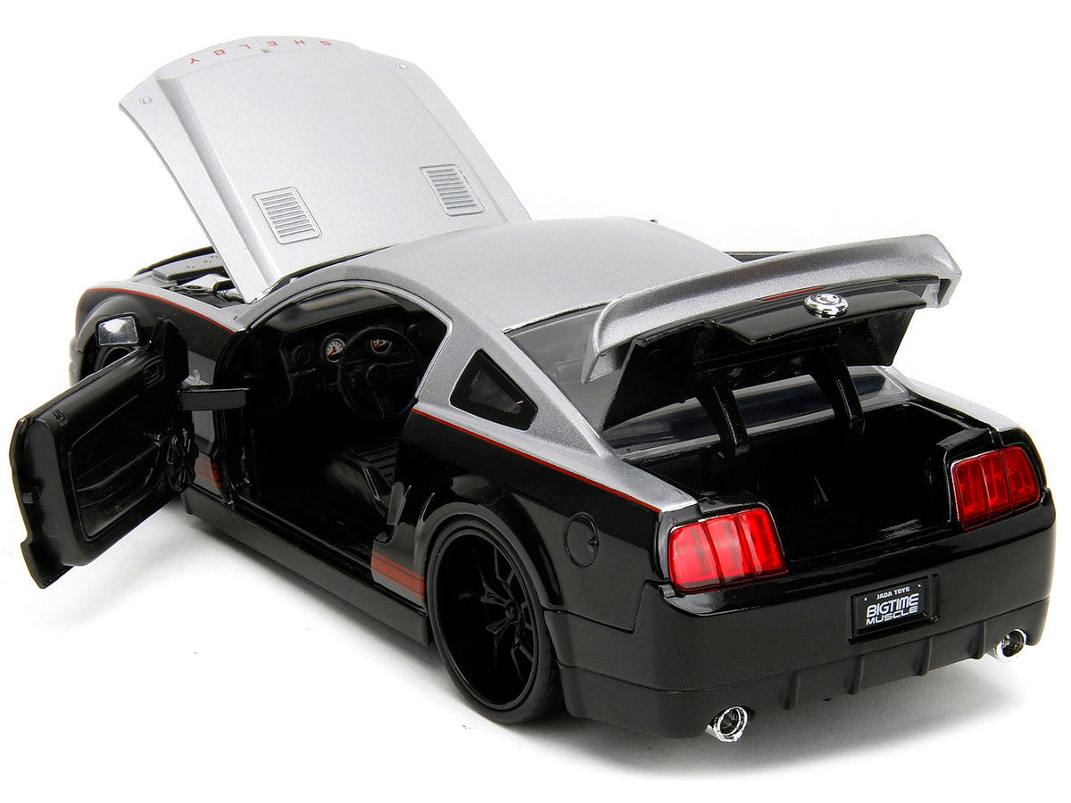 2008 Ford Shelby Mustang GT-500KR Silver and Black with Red Stripes "Bigtime Muscle" Series 1/24 Diecast Model Car by Jada by Jada
