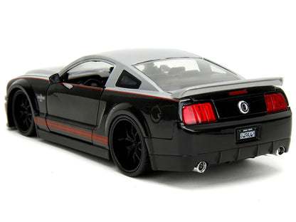2008 Ford Shelby Mustang GT-500KR Silver and Black with Red Stripes "Bigtime Muscle" Series 1/24 Diecast Model Car by Jada by Jada