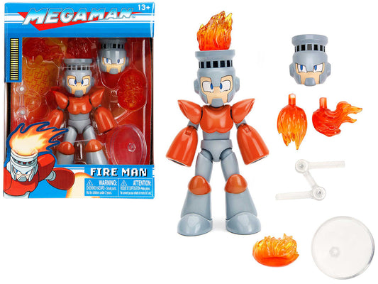 Fire Man 5.5" Moveable Figure with Accessories and Alternate Head and Hands "Mega Man" (1987) Video Game model by Jada by Jada