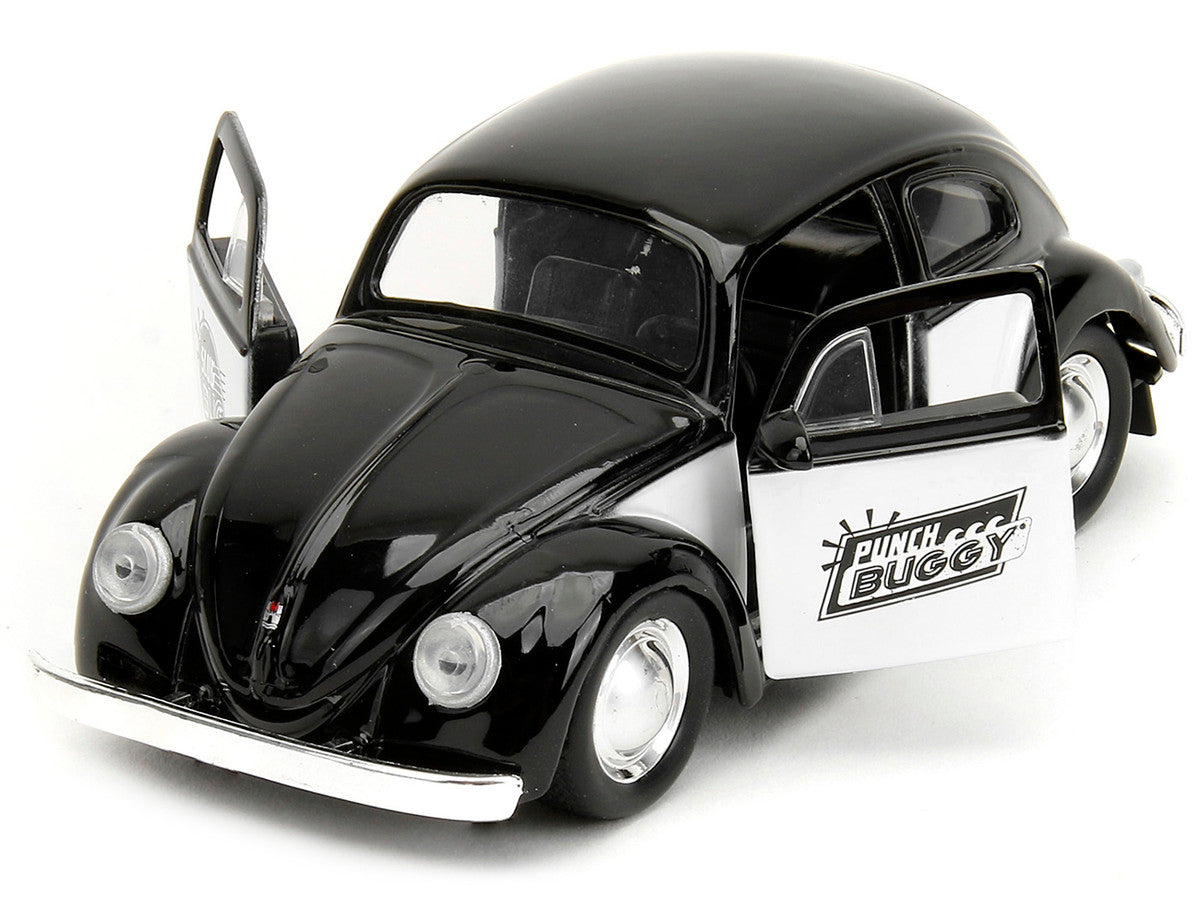 1959 Volkswagen Beetle "Punch Buggy" Black and White and Boxing Gloves Accessory "Punch Buggy" Series 1/32 Diecast Model Car by Jada by Jada