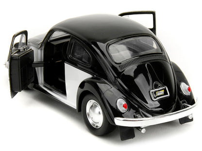 1959 Volkswagen Beetle "Punch Buggy" Black and White and Boxing Gloves Accessory "Punch Buggy" Series 1/32 Diecast Model Car by Jada by Jada
