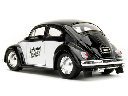 1959 Volkswagen Beetle "Punch Buggy" Black and White and Boxing Gloves Accessory "Punch Buggy" Series 1/32 Diecast Model Car by Jada by Jada