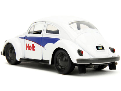 1959 Volkswagen Beetle "Holt" White with Blue Graphics and Boxing Gloves Accessory "Punch Buggy" Series 1/32 Diecast Model Car by Jada by Jada