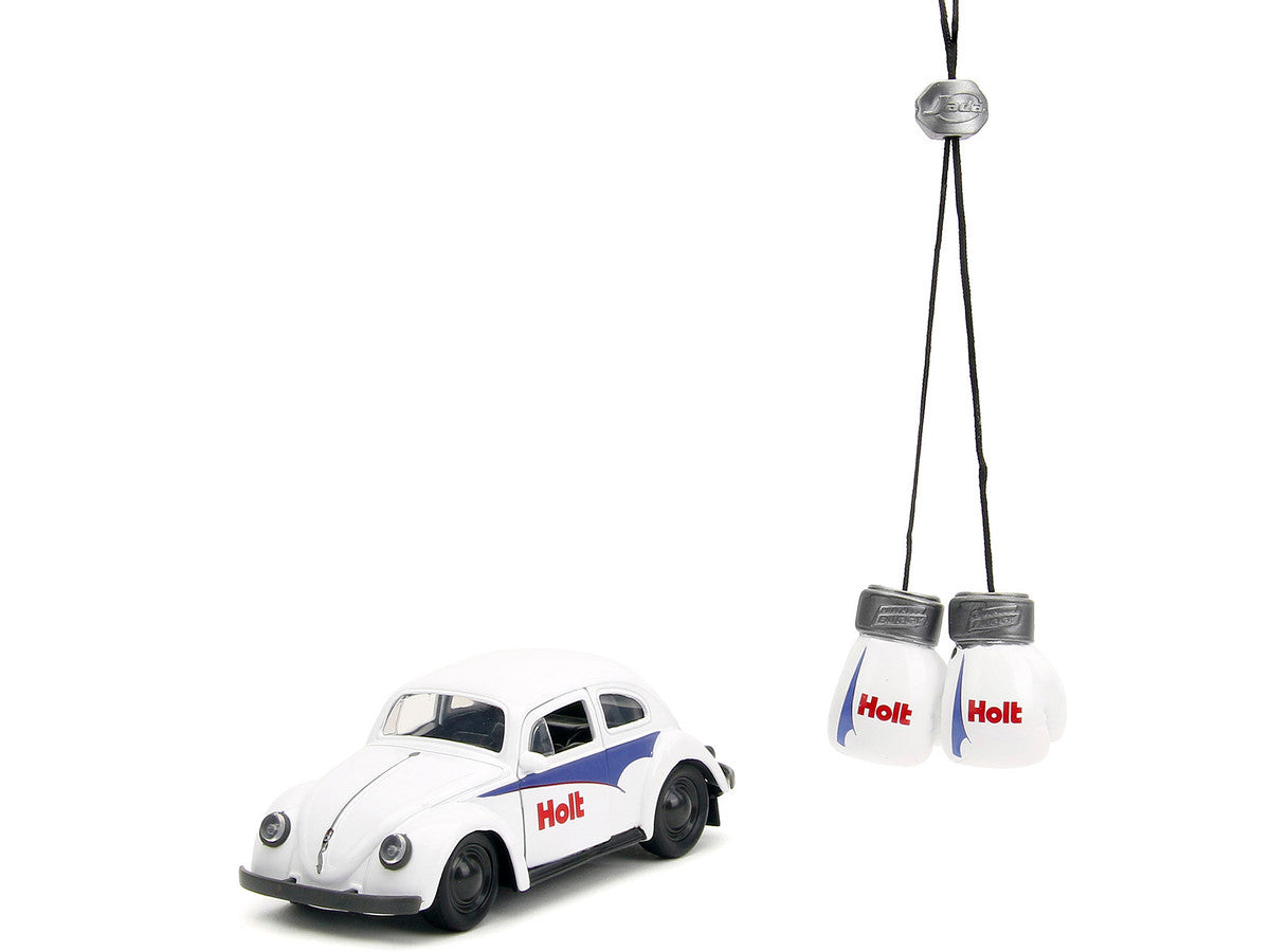 1959 Volkswagen Beetle "Holt" White with Blue Graphics and Boxing Gloves Accessory "Punch Buggy" Series 1/32 Diecast Model Car by Jada by Jada