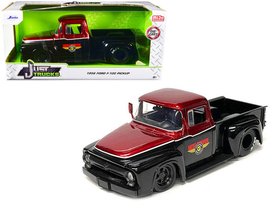 1956 Ford F-100 Pickup Truck "Mickey Thompson Performance Tires & Wheels" Black and Red Metallic "Just Trucks" Series 1/24 Diecast Model Car by Jada by Jada