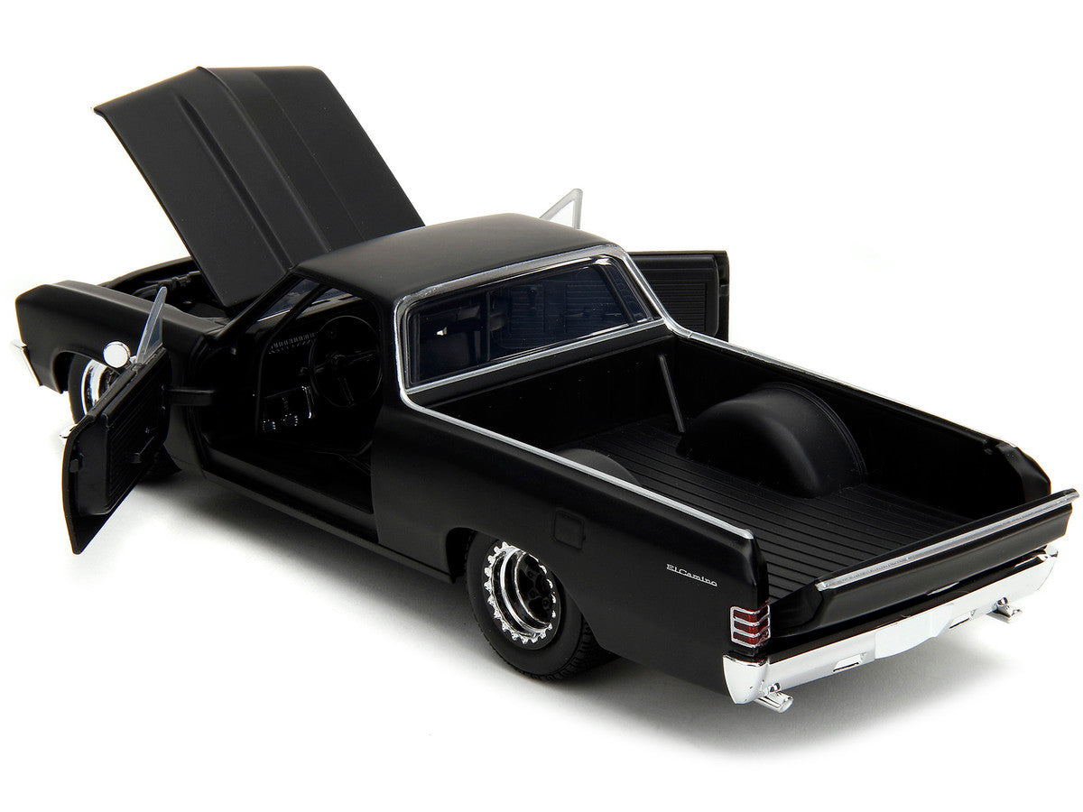 1967 Chevrolet El Camino Matt Black "Fast & Furious" Series 1/24 Diecast Model Car by Jada by Jada