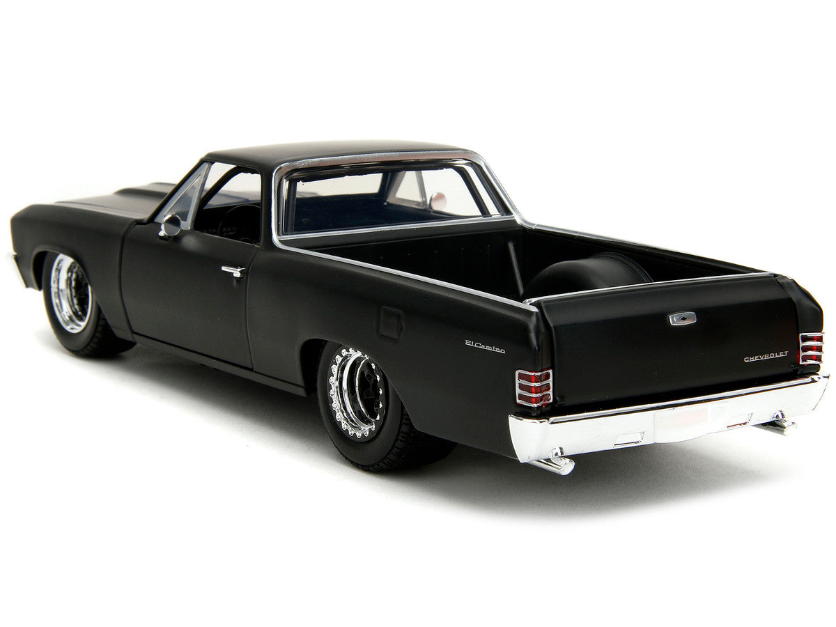 1967 Chevrolet El Camino Matt Black "Fast & Furious" Series 1/24 Diecast Model Car by Jada by Jada