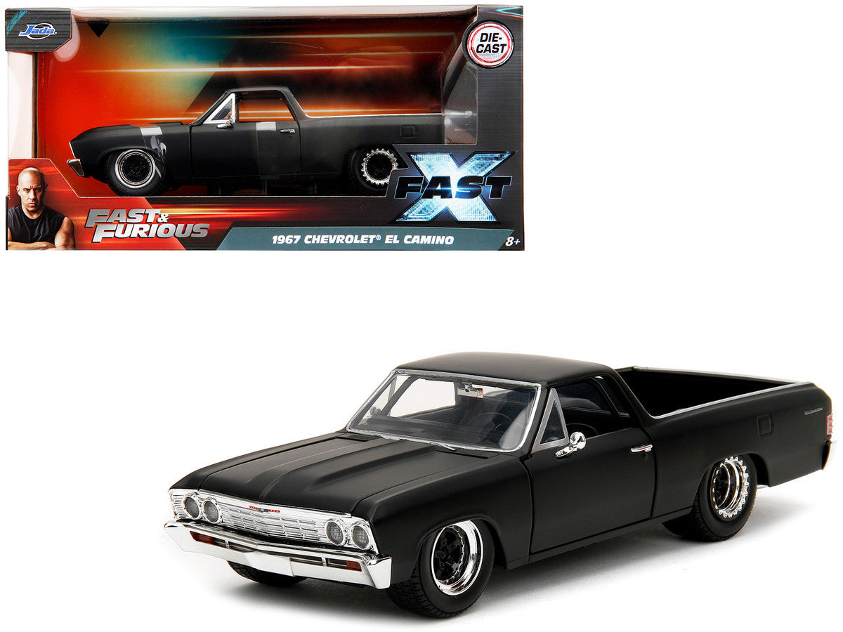 1967 Chevrolet El Camino Matt Black "Fast & Furious" Series 1/24 Diecast Model Car by Jada by Jada