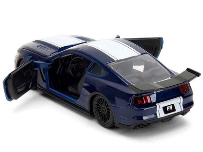 2016 Ford Mustang GT Dark Blue Metallic with White Stripe "F9" (2021) Movie "Fast & Furious" Series 1/32 Diecast Model Car by Jada by Jada