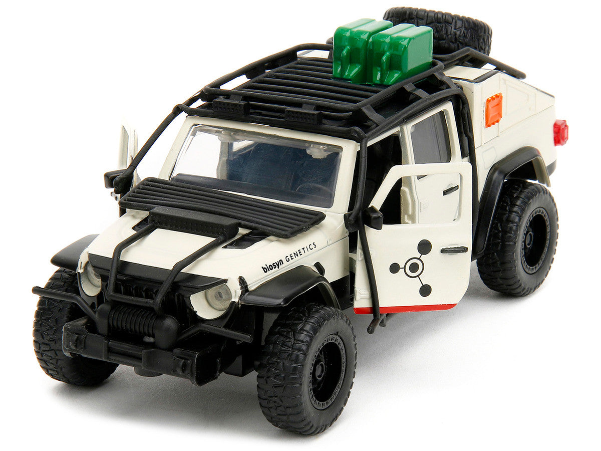 Jeep Gladiator Pickup Truck with Equipment Shell Beige with Graphics "Biosyn Genetics" "Jurassic World Dominion" (2022) Movie "Hollywood Rides" Series 1/32 Diecast Model Car by Jada by Jada