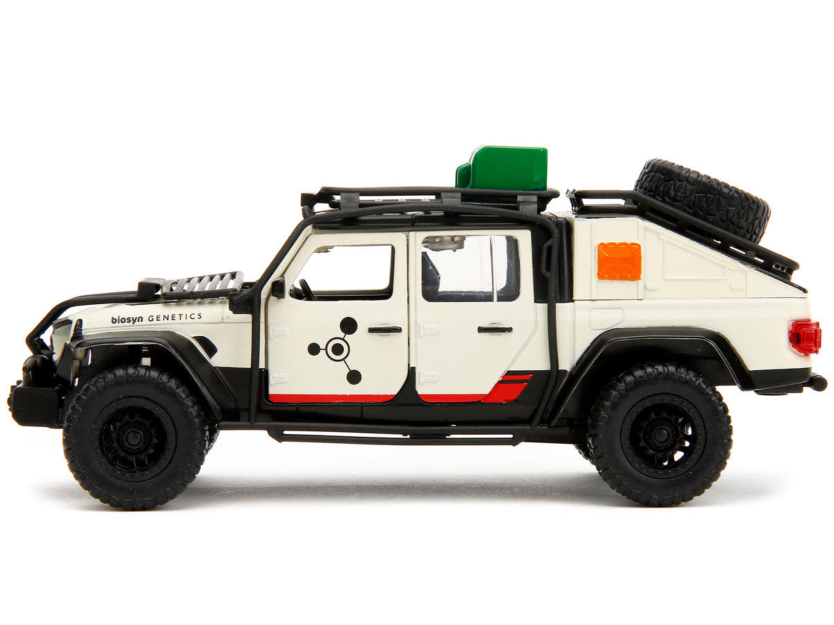 Jeep Gladiator Pickup Truck with Equipment Shell Beige with Graphics "Biosyn Genetics" "Jurassic World Dominion" (2022) Movie "Hollywood Rides" Series 1/32 Diecast Model Car by Jada by Jada