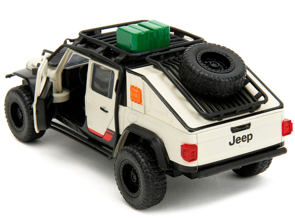 Jeep Gladiator Pickup Truck with Equipment Shell Beige with Graphics "Biosyn Genetics" "Jurassic World Dominion" (2022) Movie "Hollywood Rides" Series 1/32 Diecast Model Car by Jada by Jada