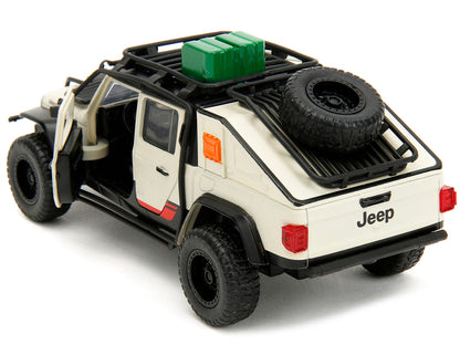 Jeep Gladiator Pickup Truck with Equipment Shell Beige with Graphics "Biosyn Genetics" "Jurassic World Dominion" (2022) Movie "Hollywood Rides" Series 1/32 Diecast Model Car by Jada by Jada