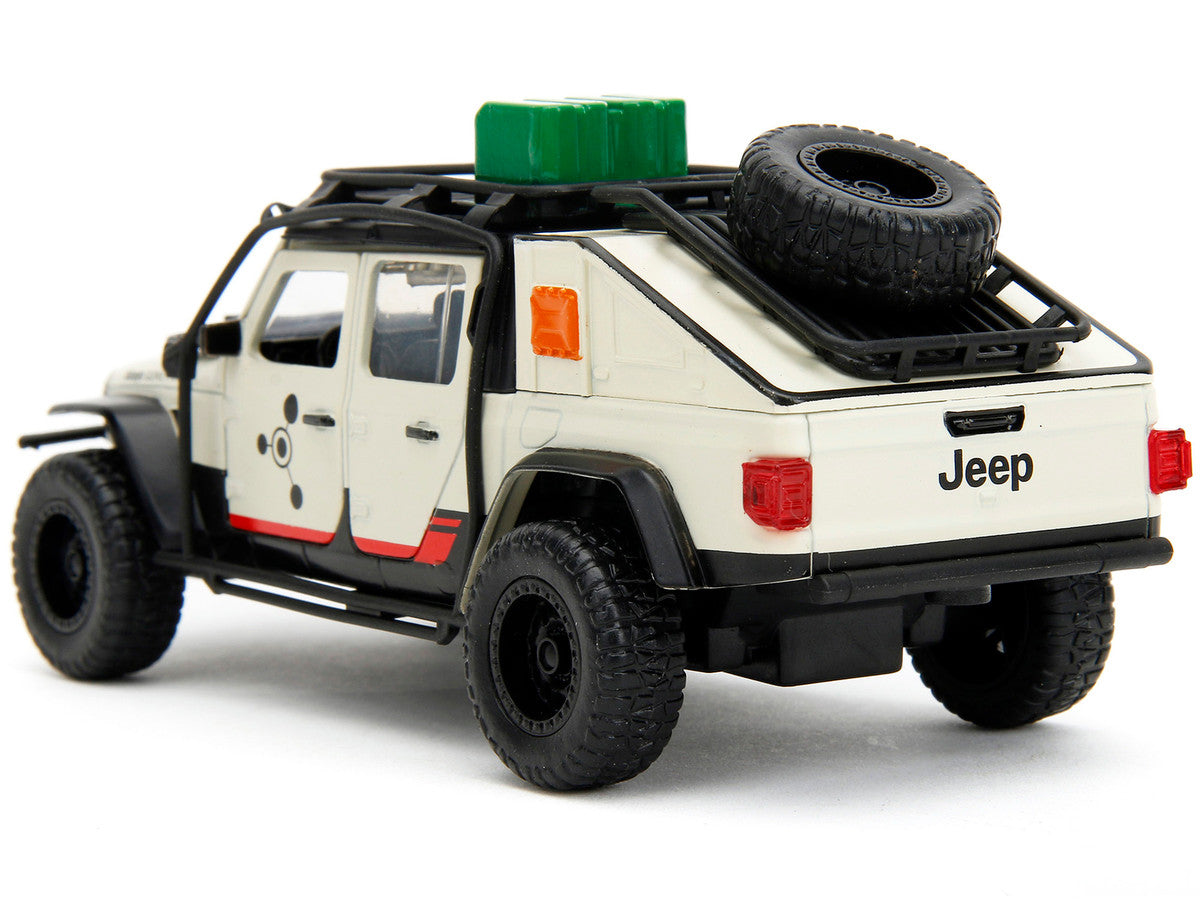 Jeep Gladiator Pickup Truck with Equipment Shell Beige with Graphics "Biosyn Genetics" "Jurassic World Dominion" (2022) Movie "Hollywood Rides" Series 1/32 Diecast Model Car by Jada by Jada