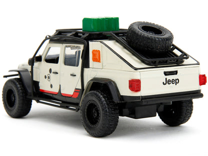 Jeep Gladiator Pickup Truck with Equipment Shell Beige with Graphics "Biosyn Genetics" "Jurassic World Dominion" (2022) Movie "Hollywood Rides" Series 1/32 Diecast Model Car by Jada by Jada