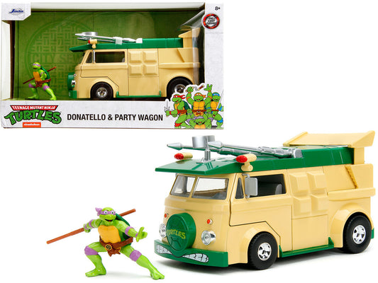 Party Wagon Green and Beige and Donatello Diecast Figure "Teenage Mutant Ninja Turtles" "Hollywood Rides" Series Diecast Model by Jada by Jada