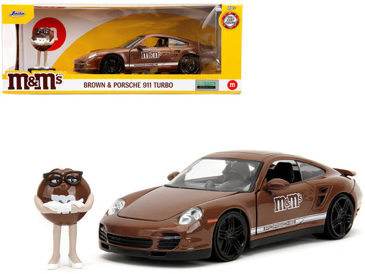 Porsche 911 Turbo Brown and Brown M&M Diecast Figure "M&M's" "Hollywood Rides" Series 1/24 Diecast Model Car by Jada by Jada