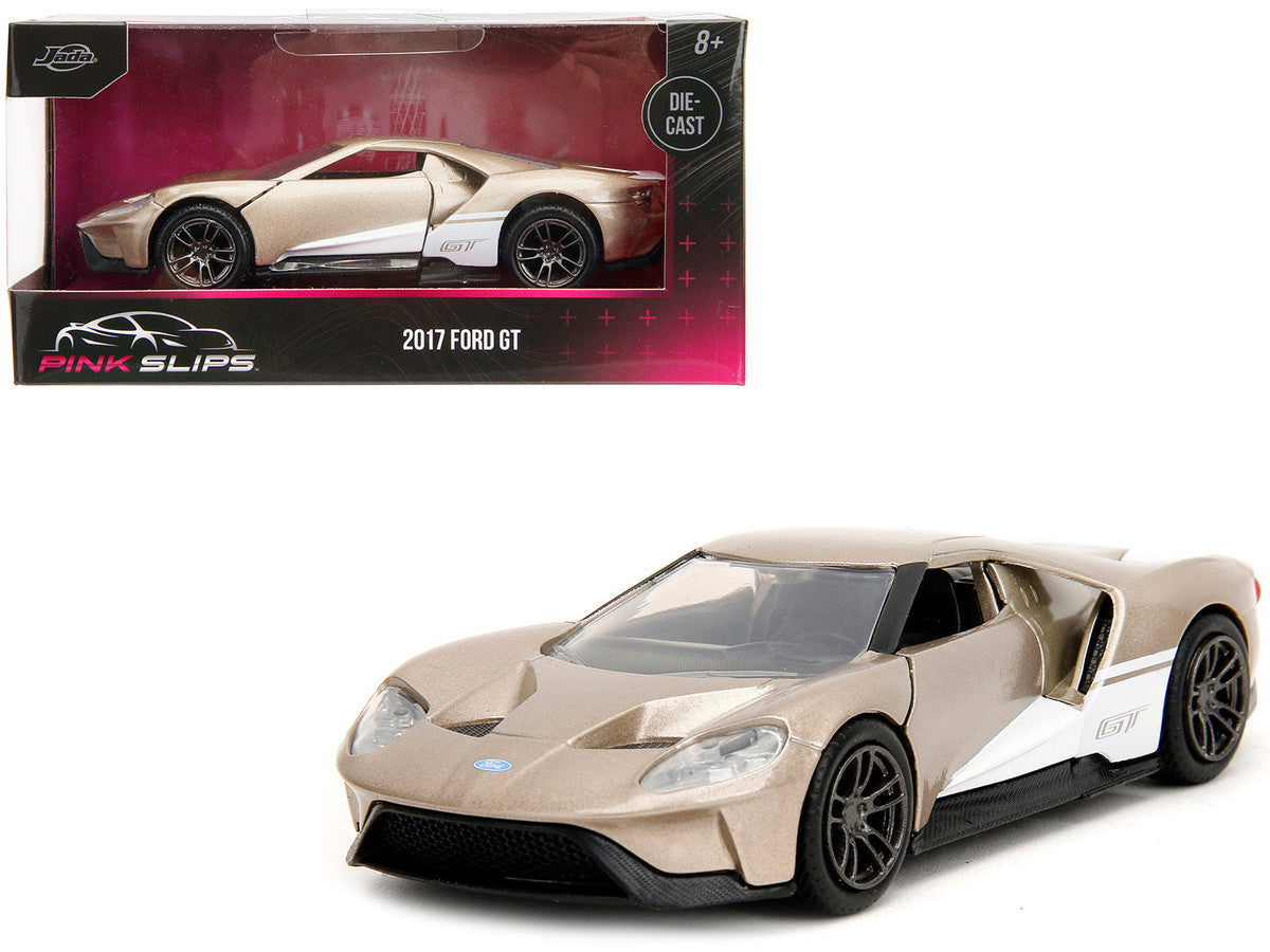 2017 Ford GT Gold Metallic with White Accents "Pink Slips" Series 1/32 Diecast Model Car by Jada by Jada