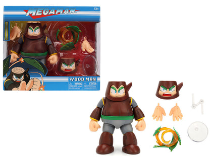Wood Man 5" Moveable Figure (Deluxe Version) with Accessories and Alternate Head and Hands "Mega Man" (1987) Video Game Model by Jada by Jada