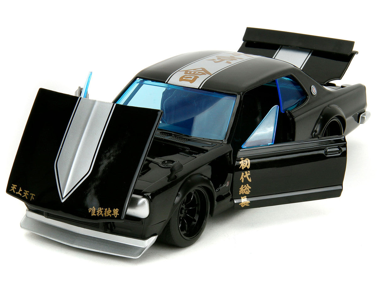 1971 Nissan Skyline GT-R RHD (Right Hand Drive) Black with Silver Stripe and Mikey Diecast Figure "Tokyo Revengers" (2021) TV Series "Anime Hollywood Rides" Series 1/24 Diecast Model Car by Jada by Jada