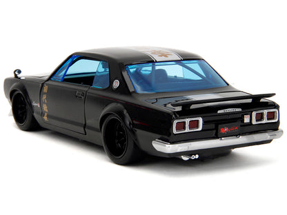 1971 Nissan Skyline GT-R RHD (Right Hand Drive) Black with Silver Stripe and Mikey Diecast Figure "Tokyo Revengers" (2021) TV Series "Anime Hollywood Rides" Series 1/24 Diecast Model Car by Jada by Jada