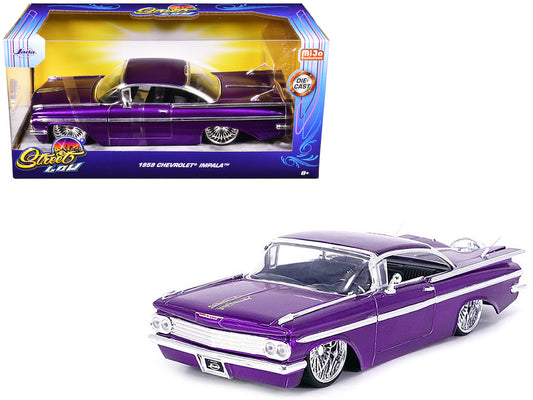 1959 Chevrolet Impala Lowrider Candy Purple with DUB Wire Wheels "Street Low" Series 1/24 Diecast Model Car by Jada by Jada