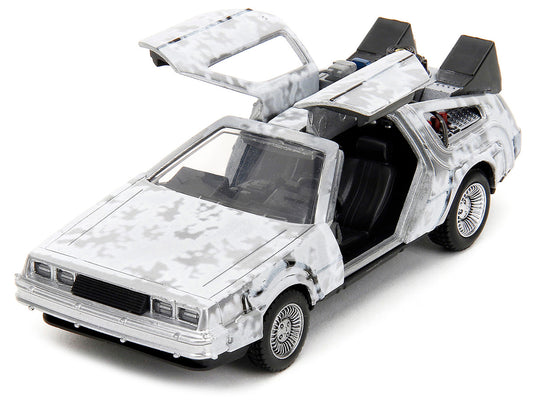 DMC DeLorean Time Machine Brushed Metal (Frost Version) "Back to the Future" (1985) Movie "Hollywood Rides" Series 1/32 Diecast Model Car by Jada by Jada