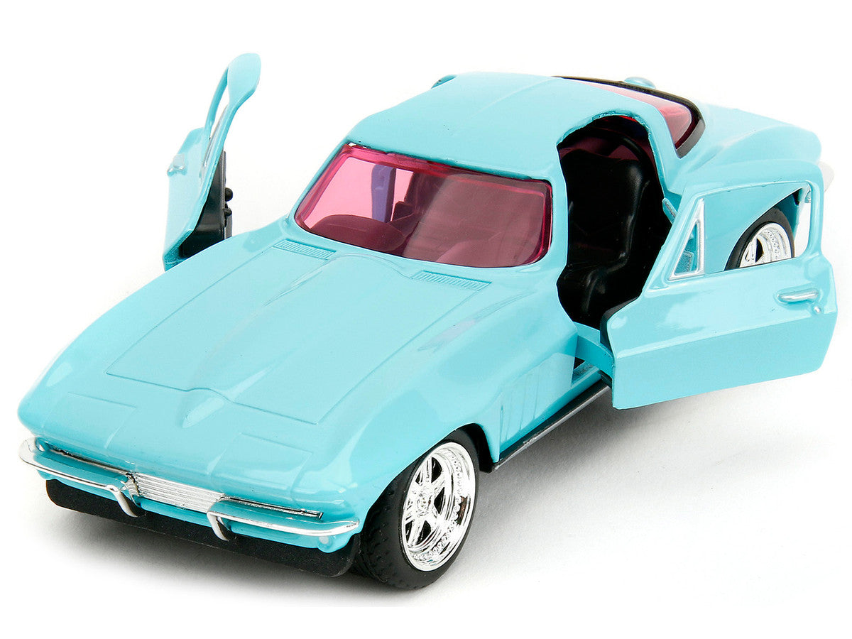 1966 Chevrolet Corvette Light Blue with Pink Tinted Windows "Pink Slips" Series 1/32 Diecast Model Car by Jada by Jada