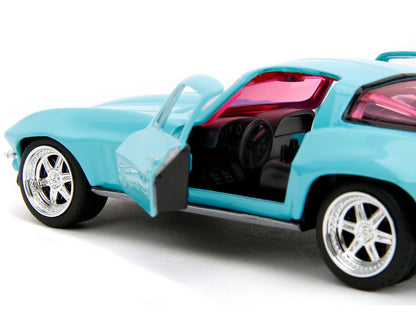 1966 Chevrolet Corvette Light Blue with Pink Tinted Windows "Pink Slips" Series 1/32 Diecast Model Car by Jada by Jada