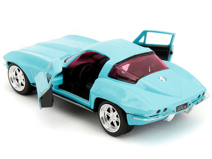 1966 Chevrolet Corvette Light Blue with Pink Tinted Windows "Pink Slips" Series 1/32 Diecast Model Car by Jada by Jada
