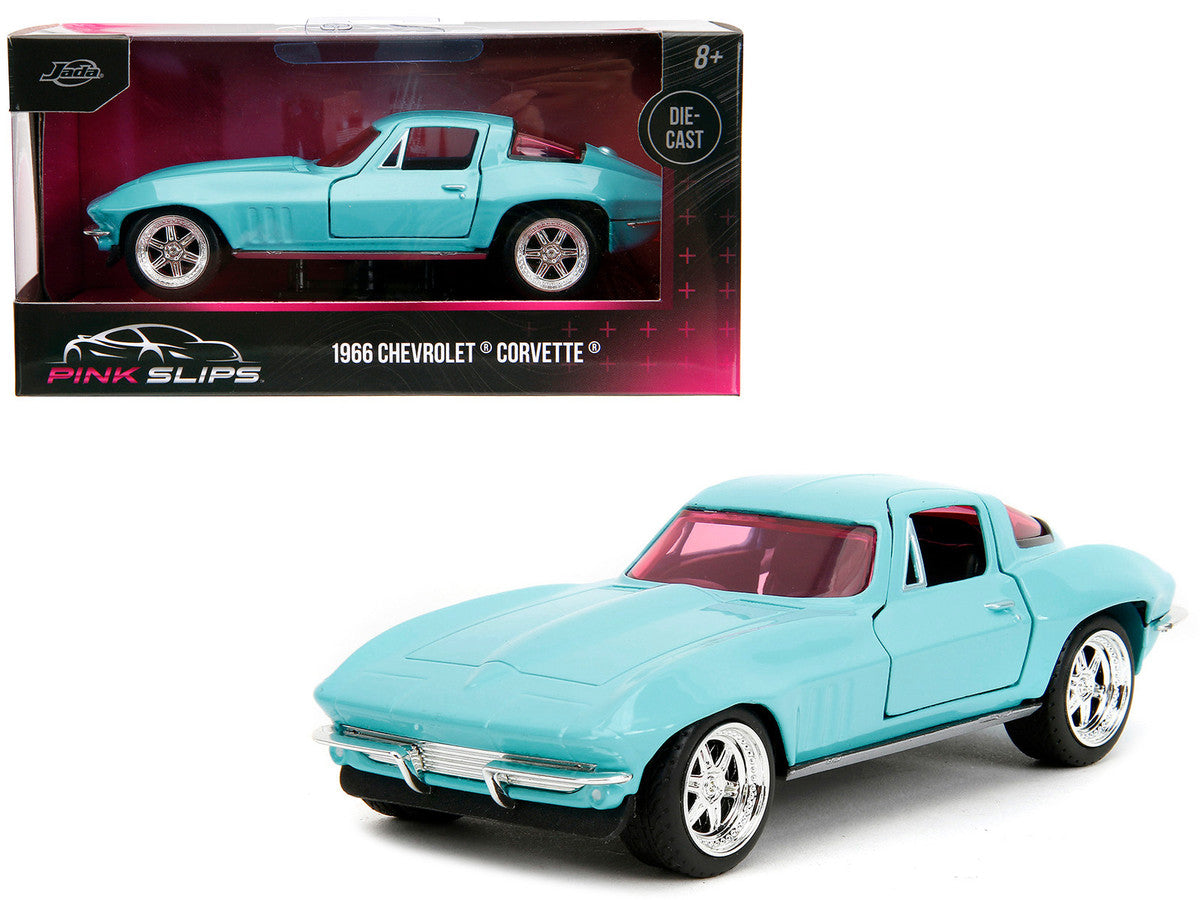 1966 Chevrolet Corvette Light Blue with Pink Tinted Windows "Pink Slips" Series 1/32 Diecast Model Car by Jada by Jada
