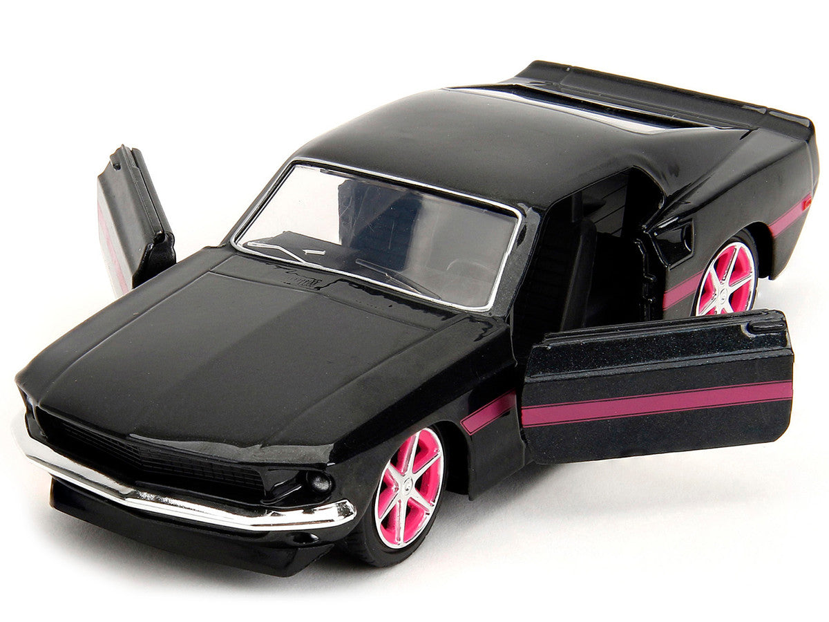 1969 Ford Mustang Black Metallic with Pink Stripes and Wheels "Pink Slips" Series 1/32 Diecast Model Car by Jada by Jada