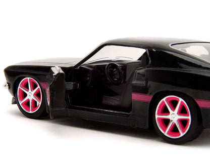 1969 Ford Mustang Black Metallic with Pink Stripes and Wheels "Pink Slips" Series 1/32 Diecast Model Car by Jada by Jada
