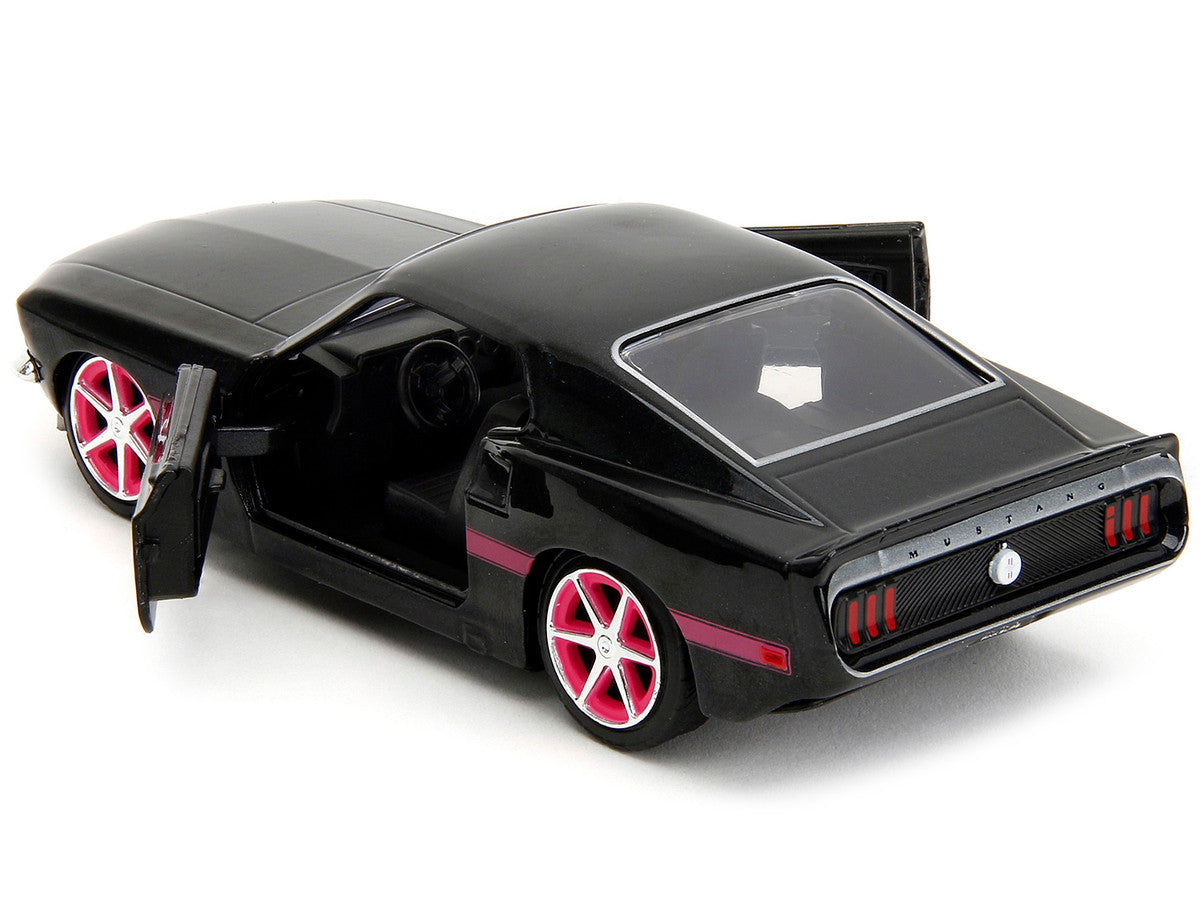 1969 Ford Mustang Black Metallic with Pink Stripes and Wheels "Pink Slips" Series 1/32 Diecast Model Car by Jada by Jada