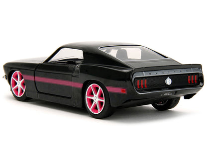 1969 Ford Mustang Black Metallic with Pink Stripes and Wheels "Pink Slips" Series 1/32 Diecast Model Car by Jada by Jada