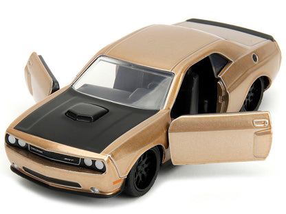 2012 Dodge Challenger SRT8 Gold Metallic with Black Hood "Pink Slips" Series 1/32 Diecast Model Car by Jada by Jada