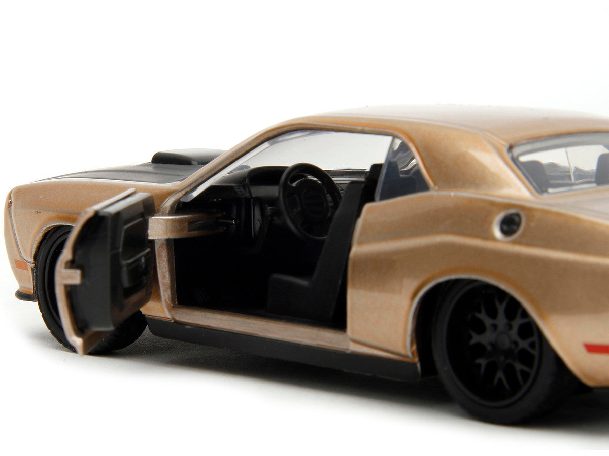 2012 Dodge Challenger SRT8 Gold Metallic with Black Hood "Pink Slips" Series 1/32 Diecast Model Car by Jada by Jada