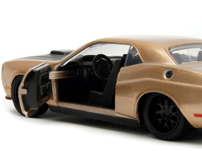 2012 Dodge Challenger SRT8 Gold Metallic with Black Hood "Pink Slips" Series 1/32 Diecast Model Car by Jada by Jada