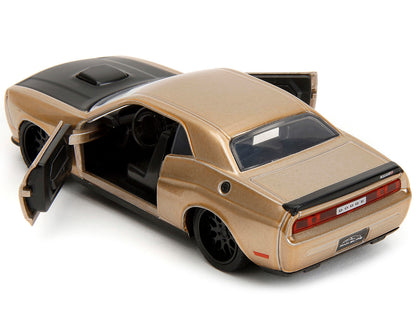 2012 Dodge Challenger SRT8 Gold Metallic with Black Hood "Pink Slips" Series 1/32 Diecast Model Car by Jada by Jada