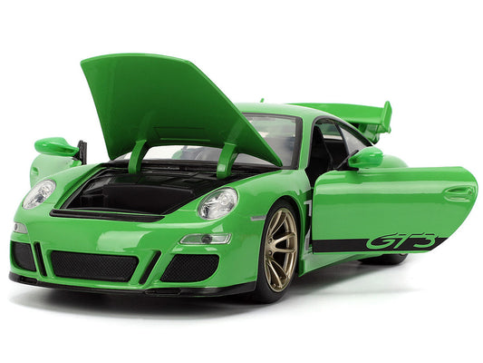 Porsche 911 GT3 (997) Green with Black Accents "Fast X" (2023) Movie "25 Years of Fast & Furious" Series 1/24 Diecast Model Car by Jada by Jada